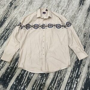 Roper Pearl Snap Shirt Aztec Southwest Long Sleeve Tan Men's 2XLT Cowboy Western